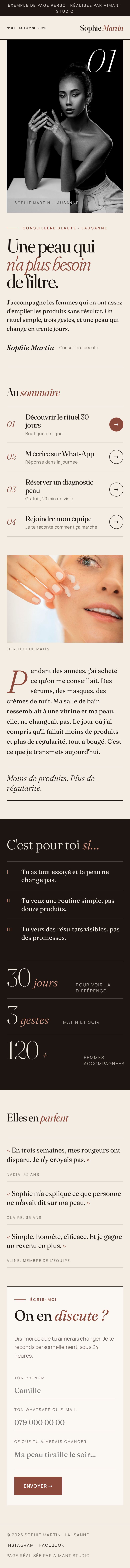 La même page sur téléphone